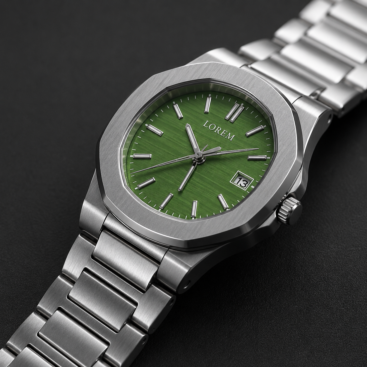 Men's Emerald Steel Square Dial Classic Watch