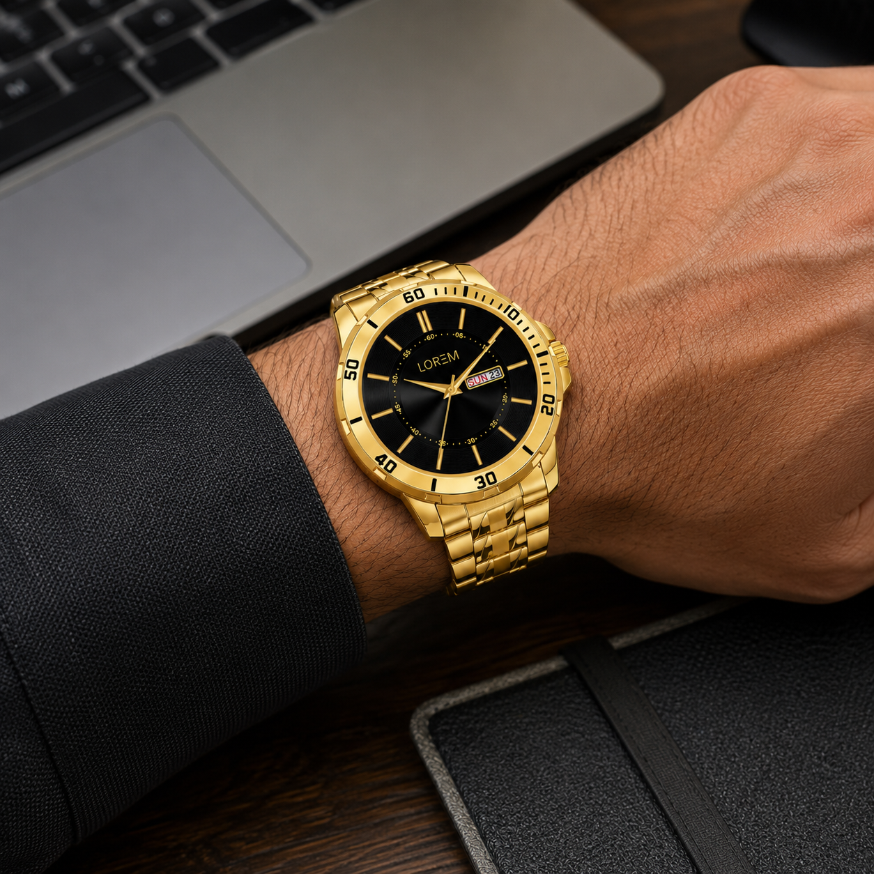 Luxury Gold Stainless Steel Analog Watch