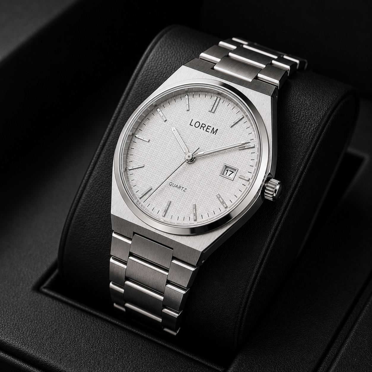 Red Dial Stainless Steel Watch