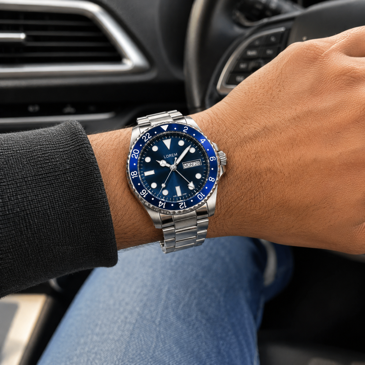 Premium Stainless Steel Blue Dial Watch